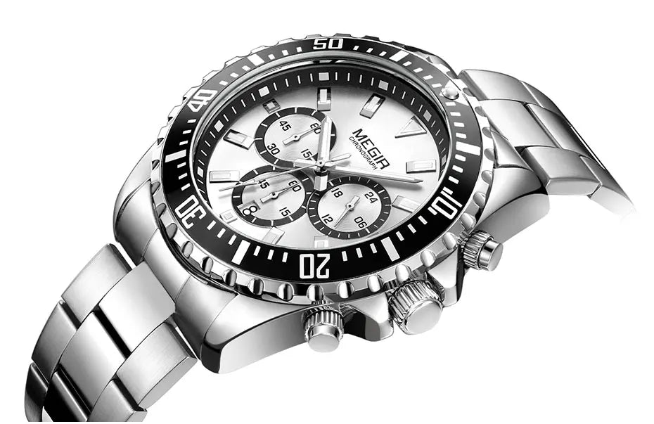 Man's Analogue Chronograph Quartz Stainless Steel Luminous Watch.