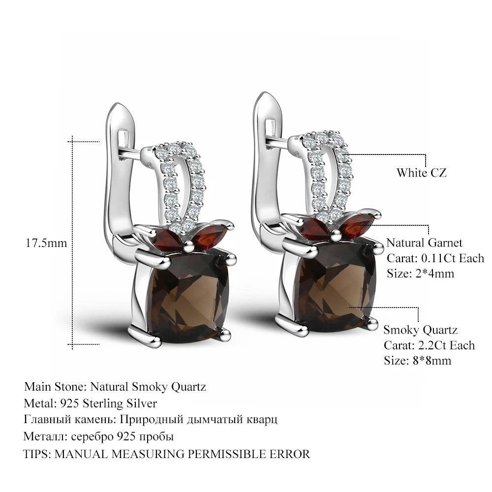 2.2ct Smoky Quartz 925 Sterling Silver Clip Earrings For Women.