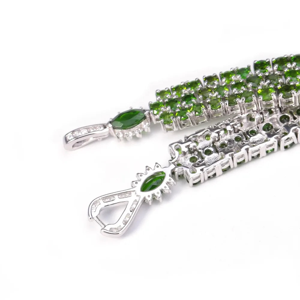 29.25Ct Chrome Diopside Gemstone Chain Link Bracelets For Women.