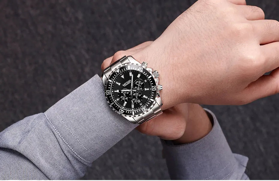 Man's Analogue Chronograph Quartz Stainless Steel Luminous Watch.