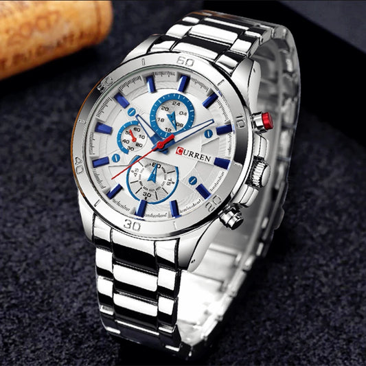 Mens Stainless Steel Casual Quartz Analog Sport Watch