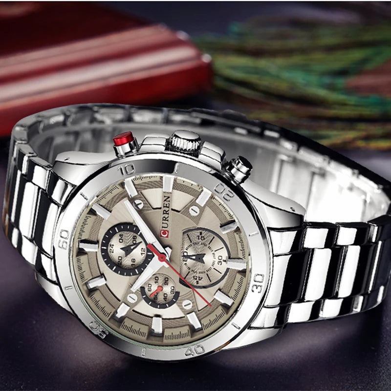 Mens Stainless Steel Casual Quartz Analog Sport Watch