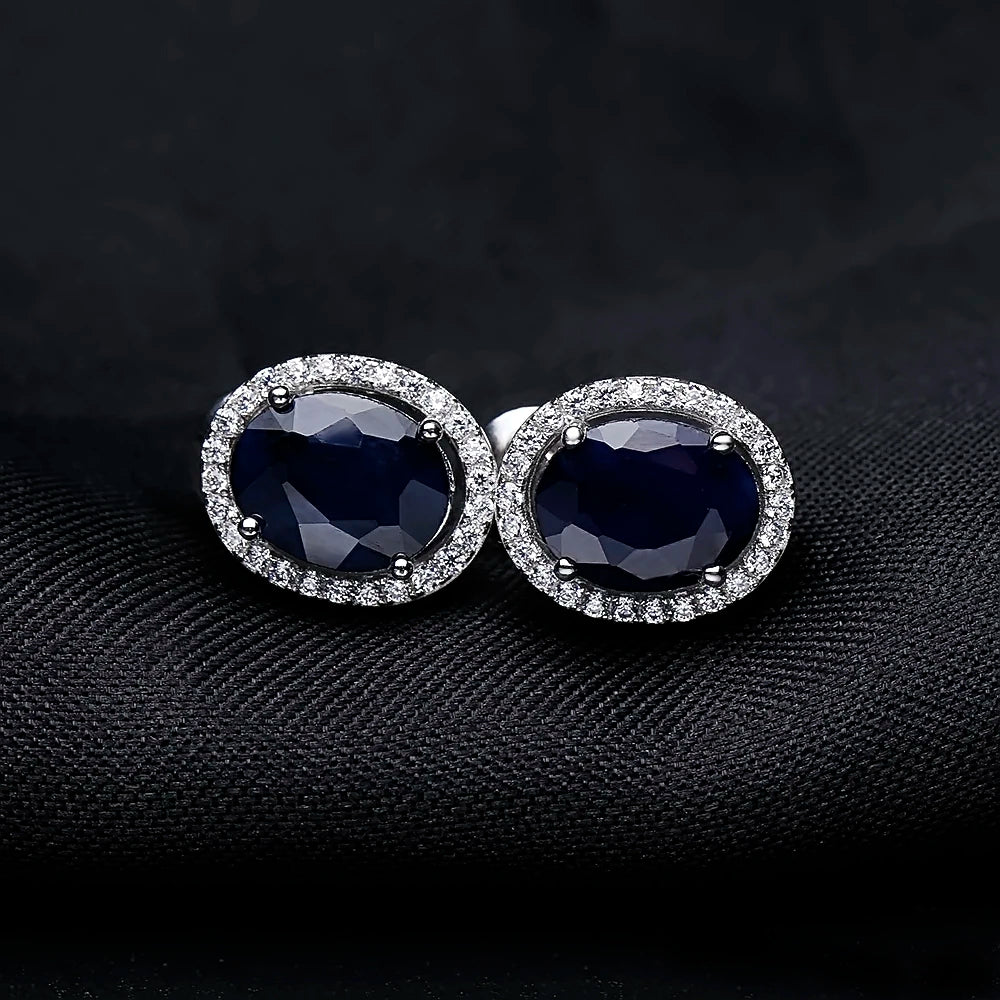 Women's Blue Sapphire 925 sterling silver Stud Earrings