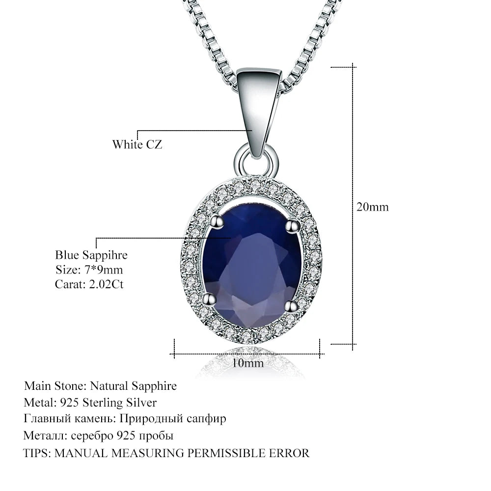 Blue Sapphire 585 14K 10K 18K Gold 925 Silver Necklace For Women.