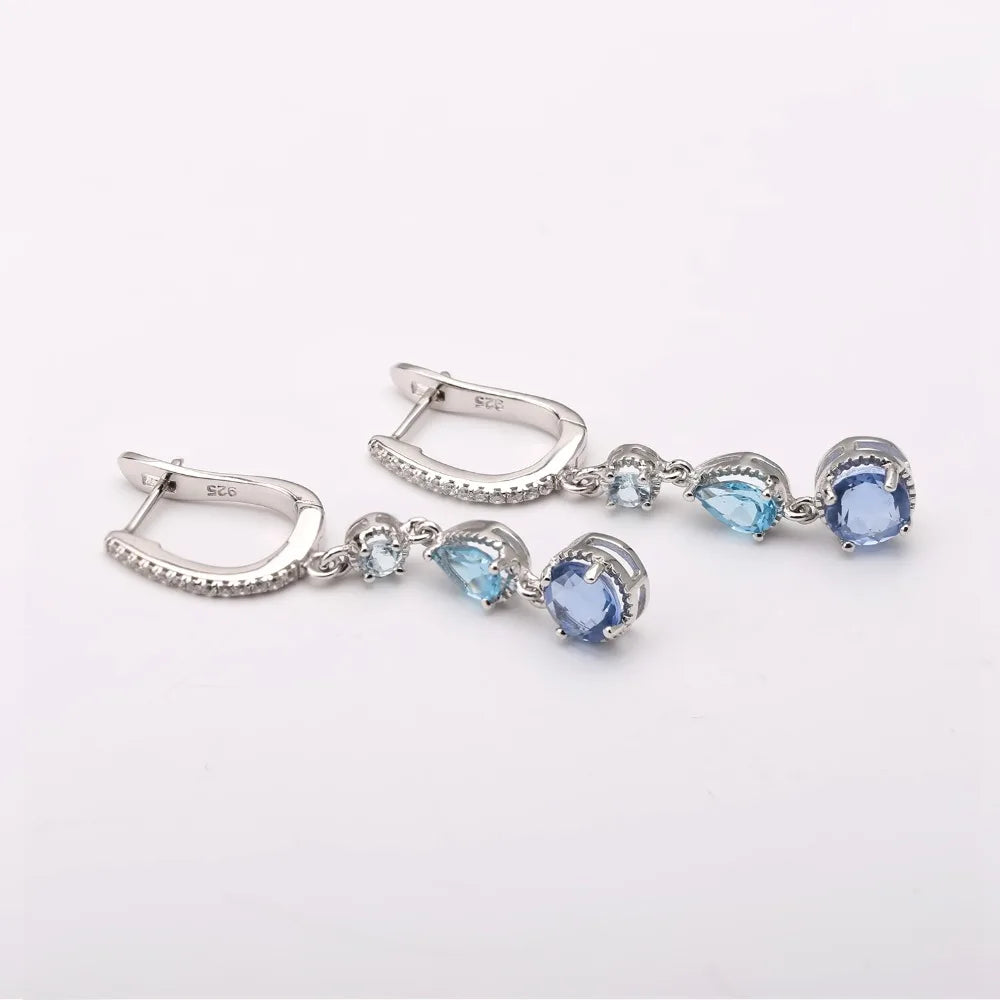 Women Color-Change Fluorite Mix Gemstone Drop Earrings