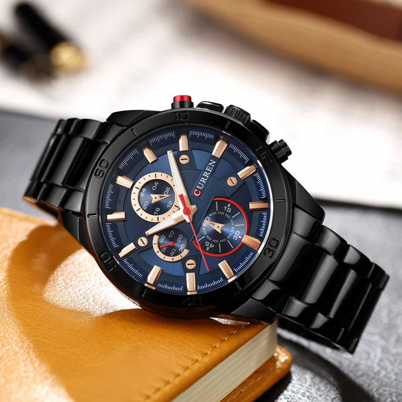 Mens Stainless Steel Casual Quartz Analog Sport Watch