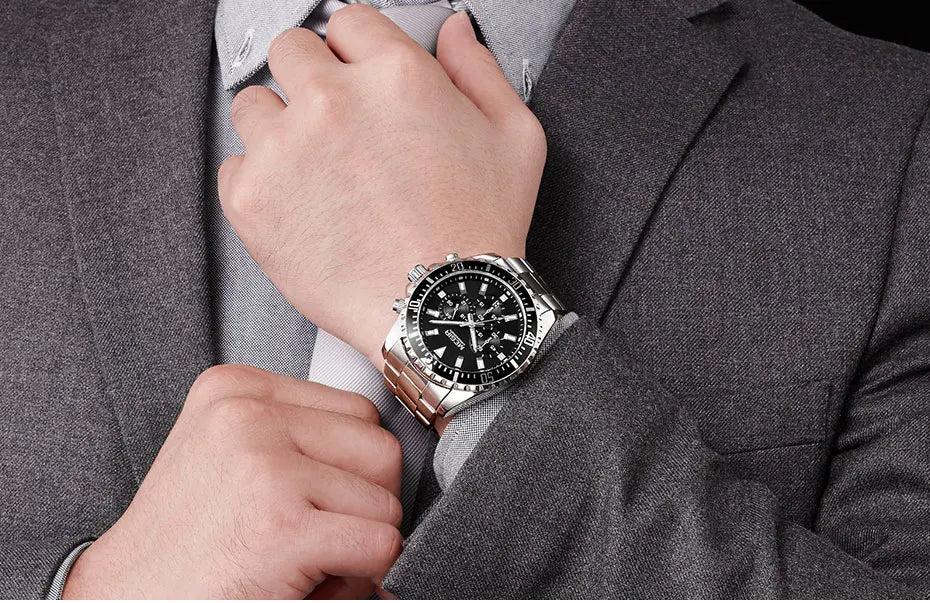 Man's Analogue Chronograph Quartz Stainless Steel Luminous Watch.