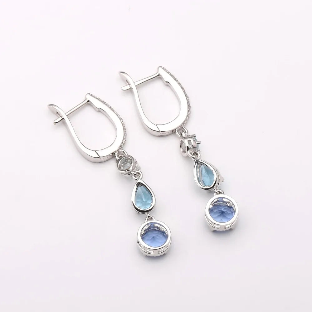 Women Color-Change Fluorite Mix Gemstone Drop Earrings