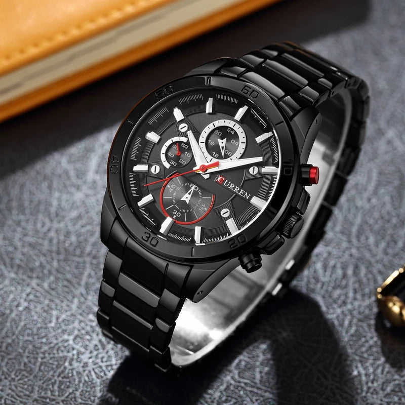 Mens Stainless Steel Casual Quartz Analog Sport Watch