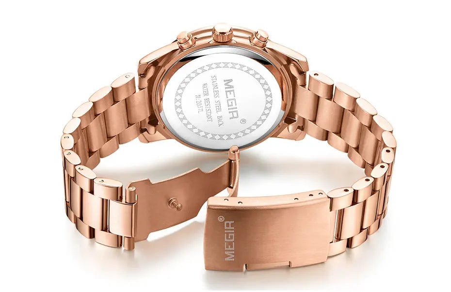 Chronograph Quartz Watches Women Top Brand Luxury Rose Gold watch.