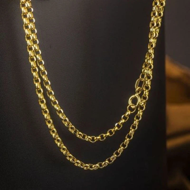 18K Solid Gold Rolo Chain Necklace Men Women 16" 18" 20" 22" 24".