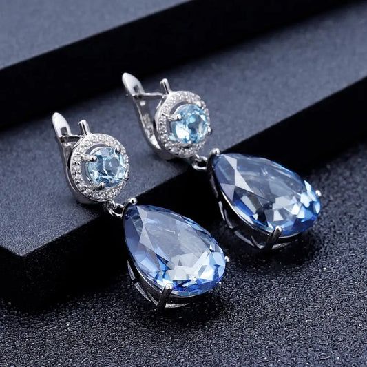 Mystic Quartz Topaz Earrings Sterling Silver Drop Earrings for Women.