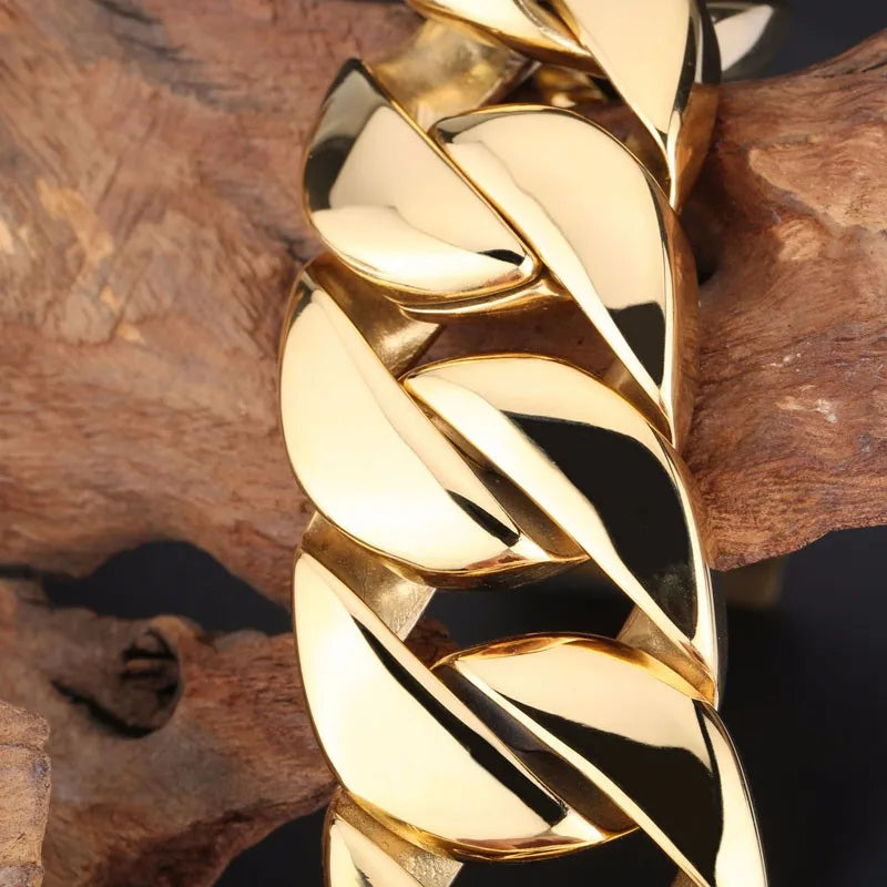 Men's 316 Stainless Steel Gold Bracelet Bangle