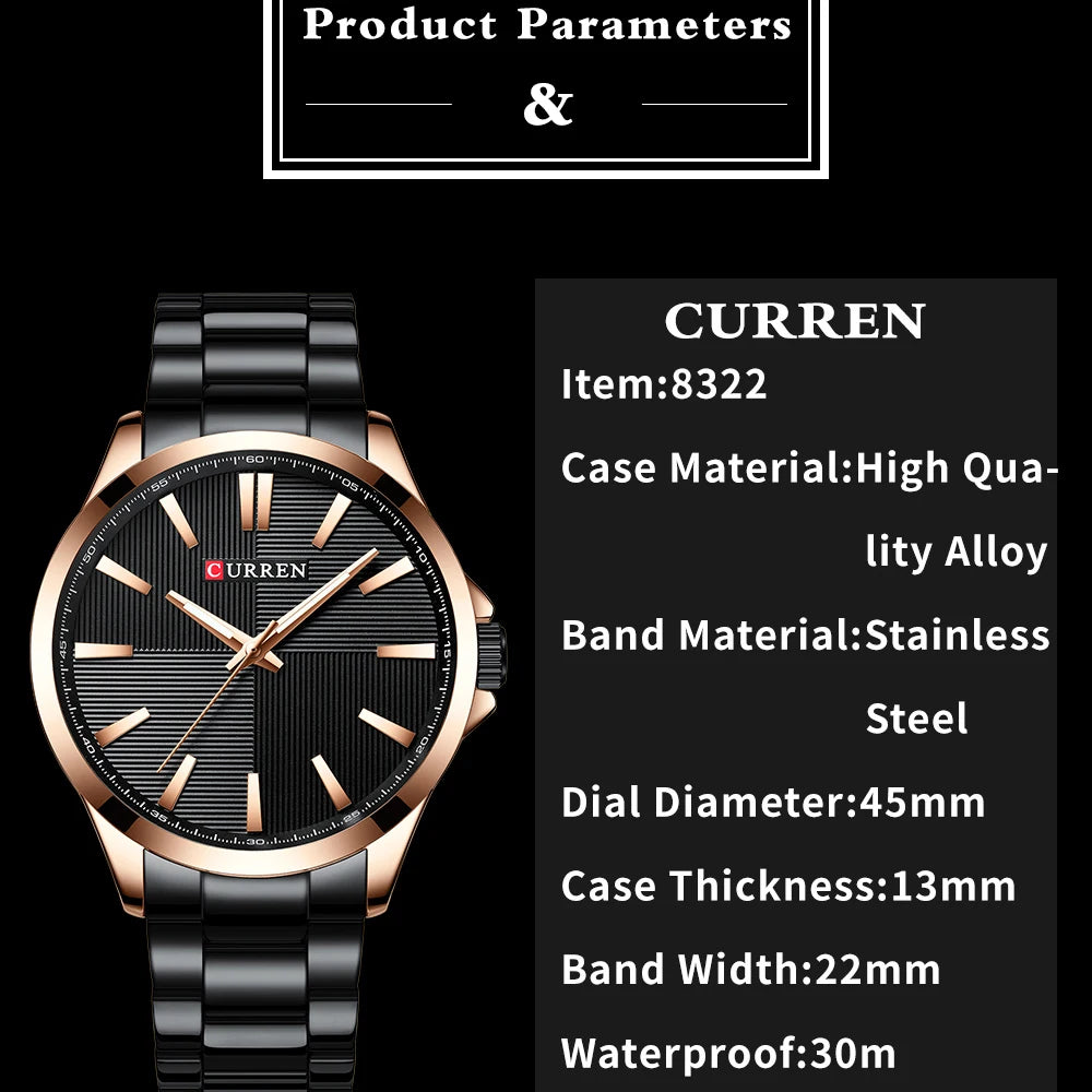 Mens Stainless Steel Fashion Business Quartz Watch