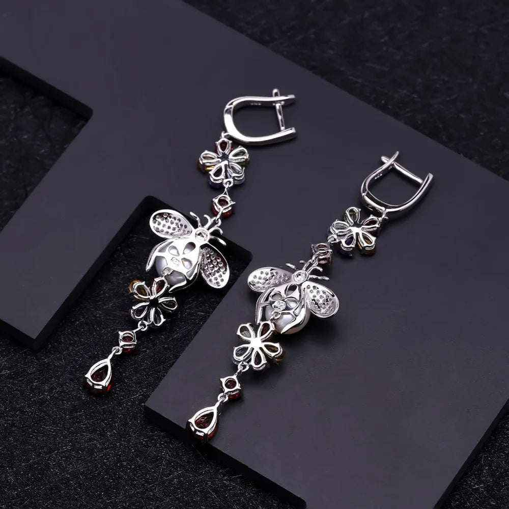Women's Sterling Silver Flower Freshwater Pearl Earrings