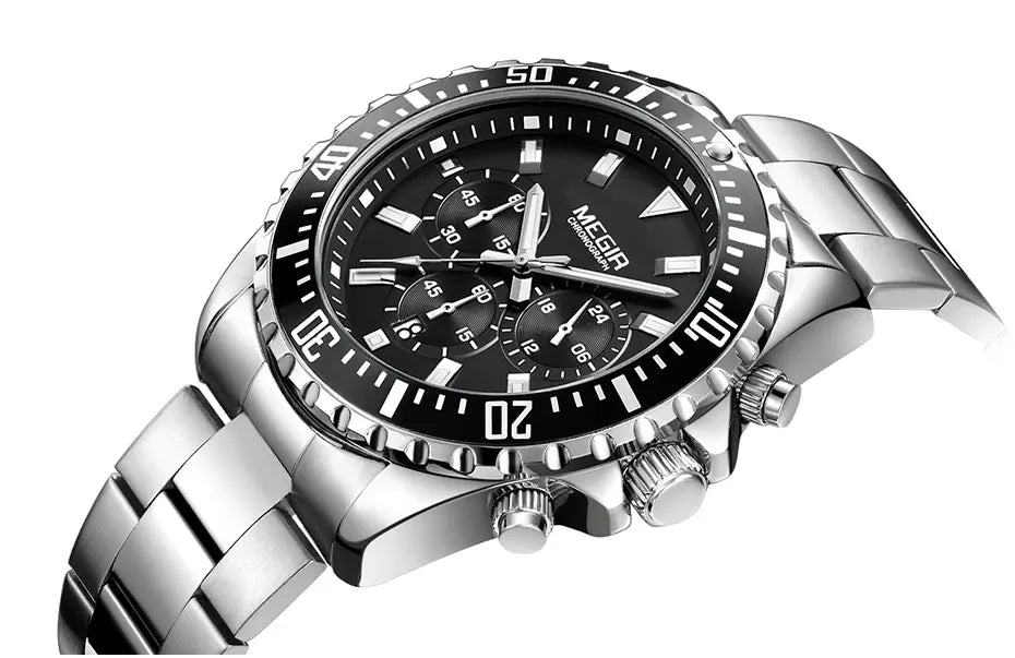 Man's Analogue Chronograph Quartz Stainless Steel Luminous Watch.