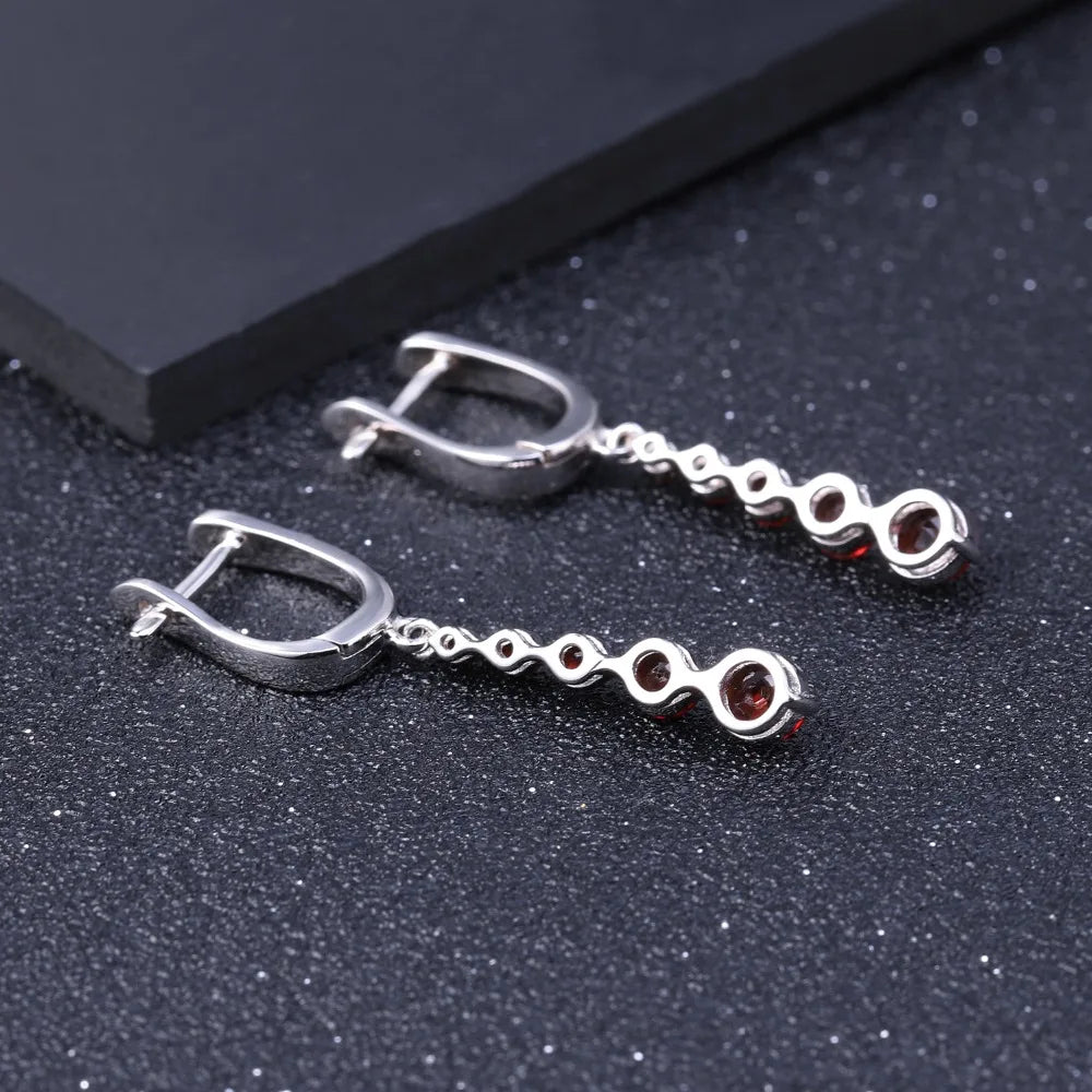 2.67Ct  Enduring Jewels Earrings Red Gemstone Sterling Silver.