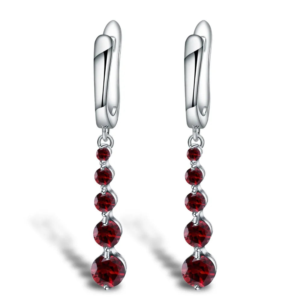 2.67Ct  Enduring Jewels Earrings Red Gemstone Sterling Silver.