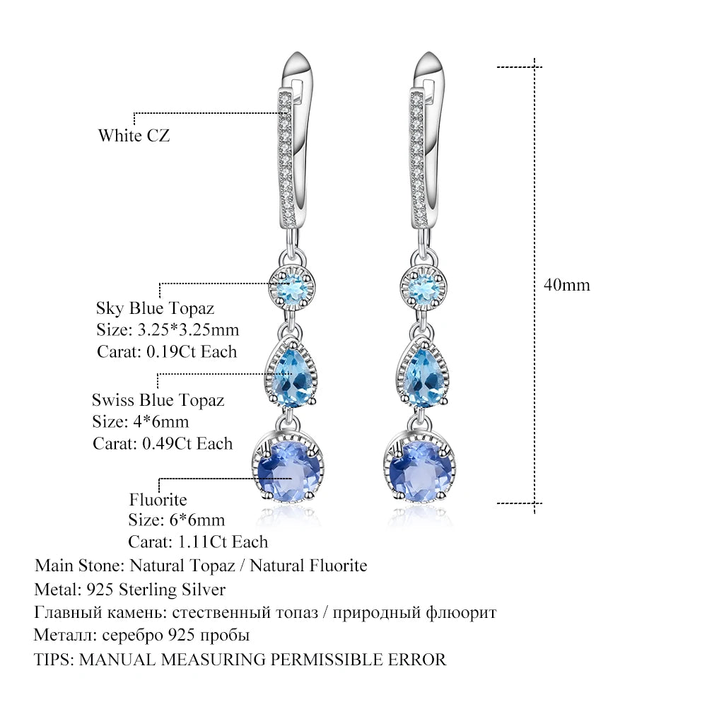 Women Color-Change Fluorite Mix Gemstone Drop Earrings