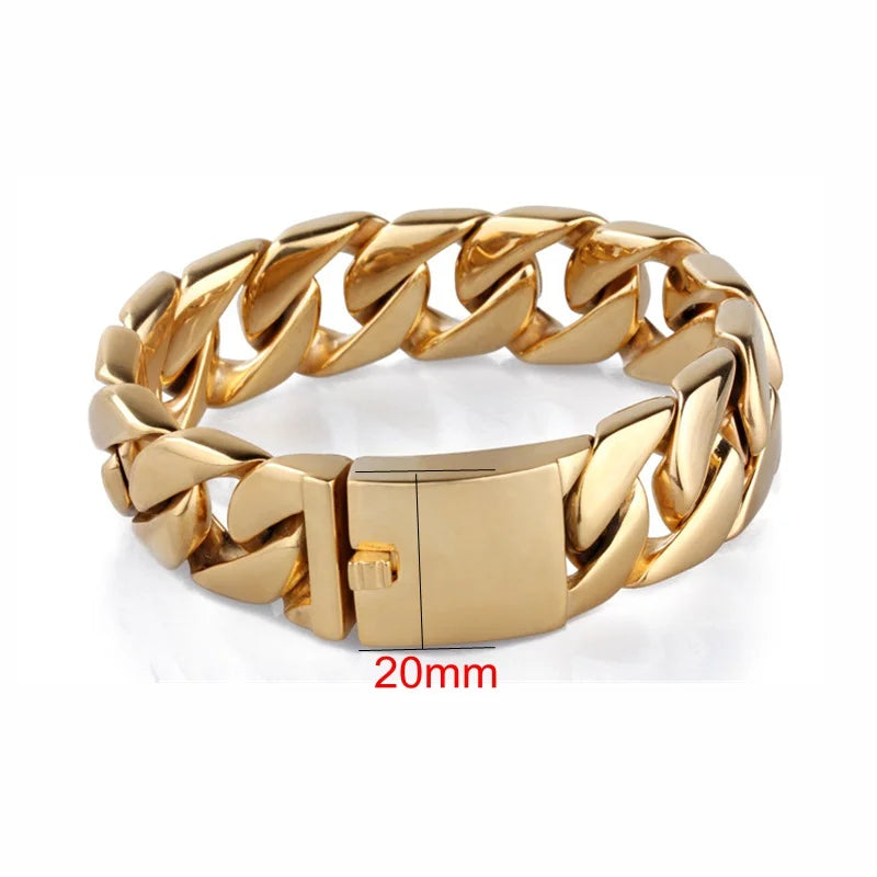 Men's 316 Stainless Steel Gold Bracelet Bangle