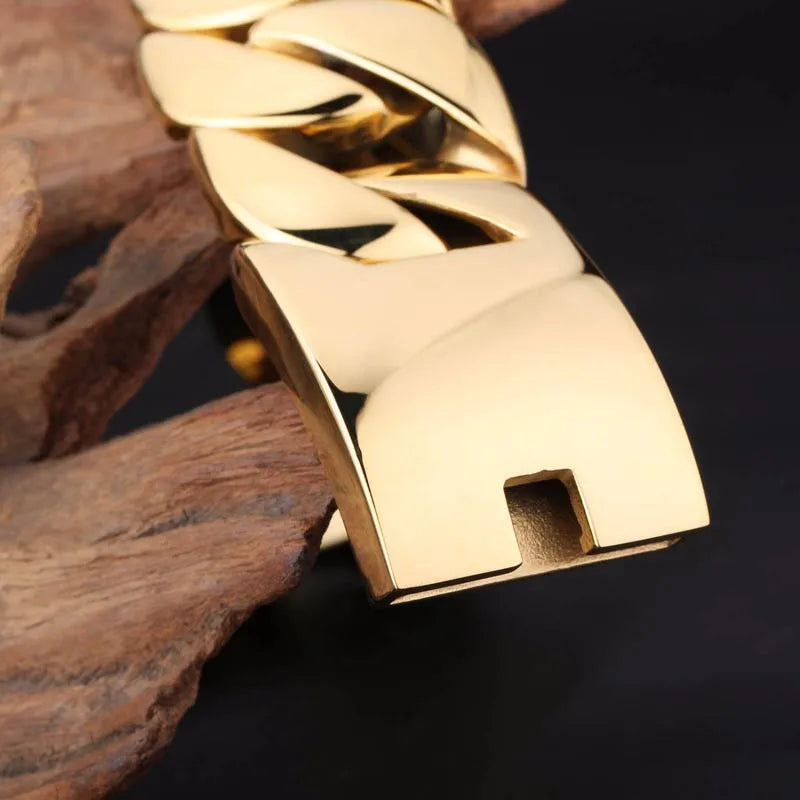 Men's 316 Stainless Steel Gold Bracelet Bangle