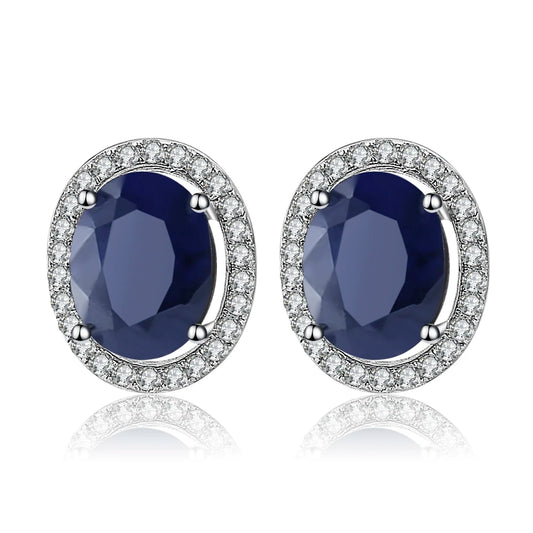 Women's Blue Sapphire 925 sterling silver Stud Earrings