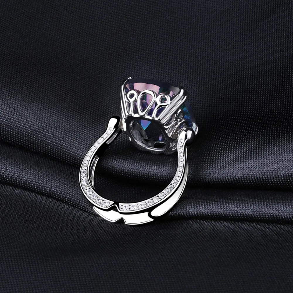 18.42Ct Rainbow Fire Mystic Topaz Ring For Women 925 Sterling Silver.