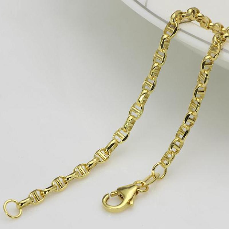 Chain Link Fashion 18K Yellow Gold Chain, Women & Men Stud Necklace.