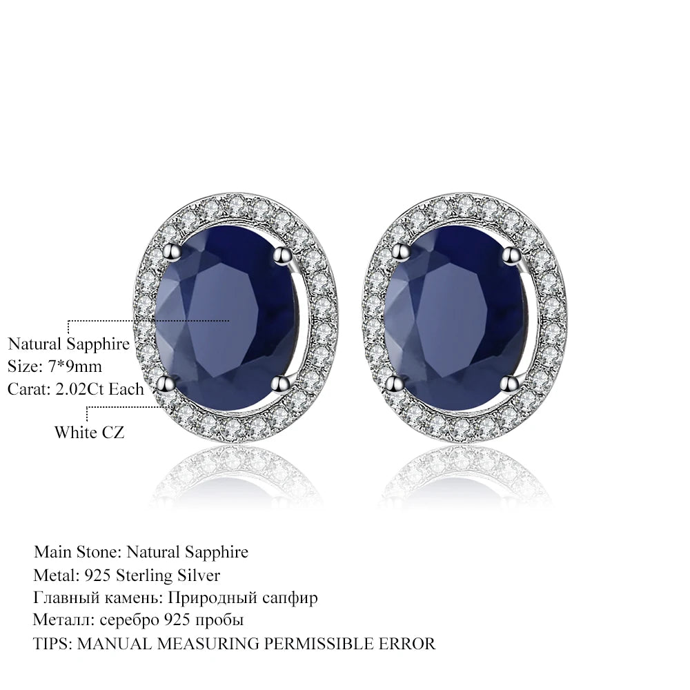 Women's Blue Sapphire 925 sterling silver Stud Earrings