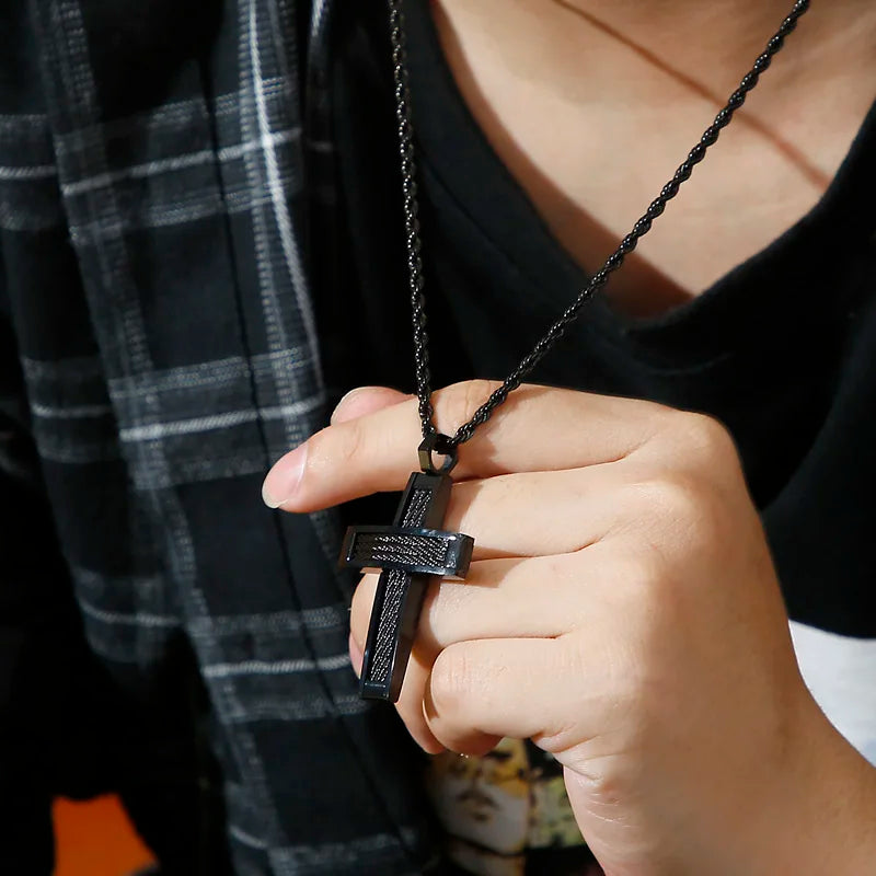 Men's Dubai Crux Chain Prayer Cross Pendant Necklace