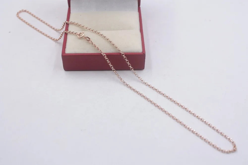 18K Solid Gold Rolo Chain Necklace Men Women 16" 18" 20" 22" 24".