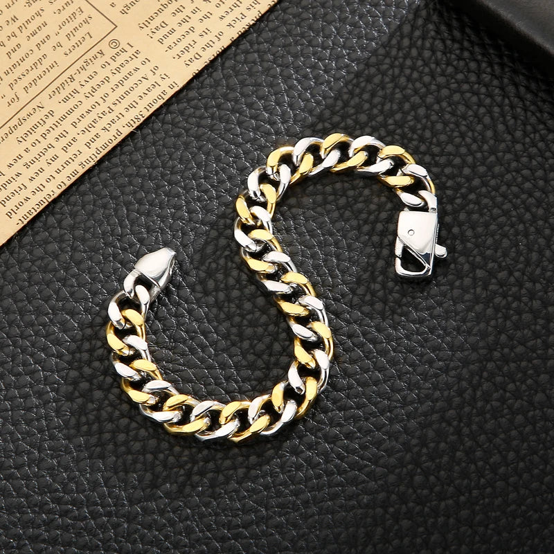 3 Color 316L Stainless Steel Cuban Chain Men's Bracelet