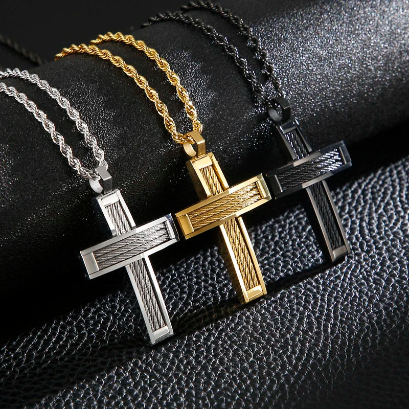Men's Dubai Crux Chain Prayer Cross Pendant Necklace