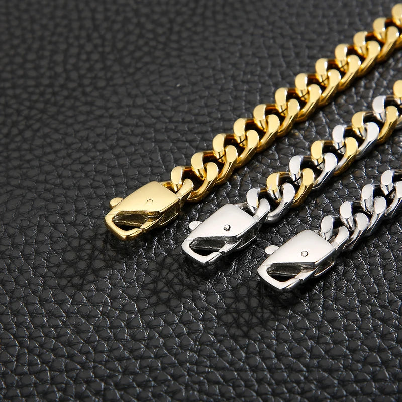 3 Color 316L Stainless Steel Cuban Chain Men's Bracelet
