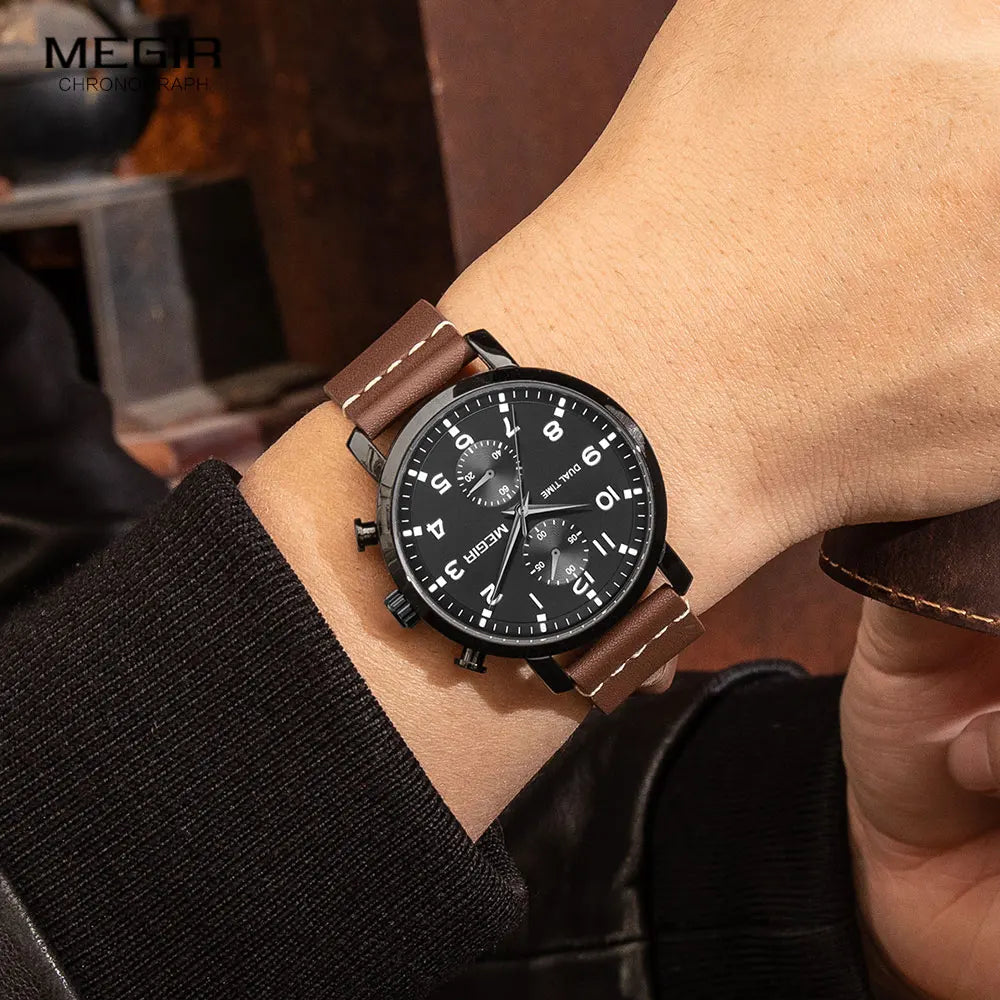 Casual Sport Watches for Men, Military Leather Wrist Watch.