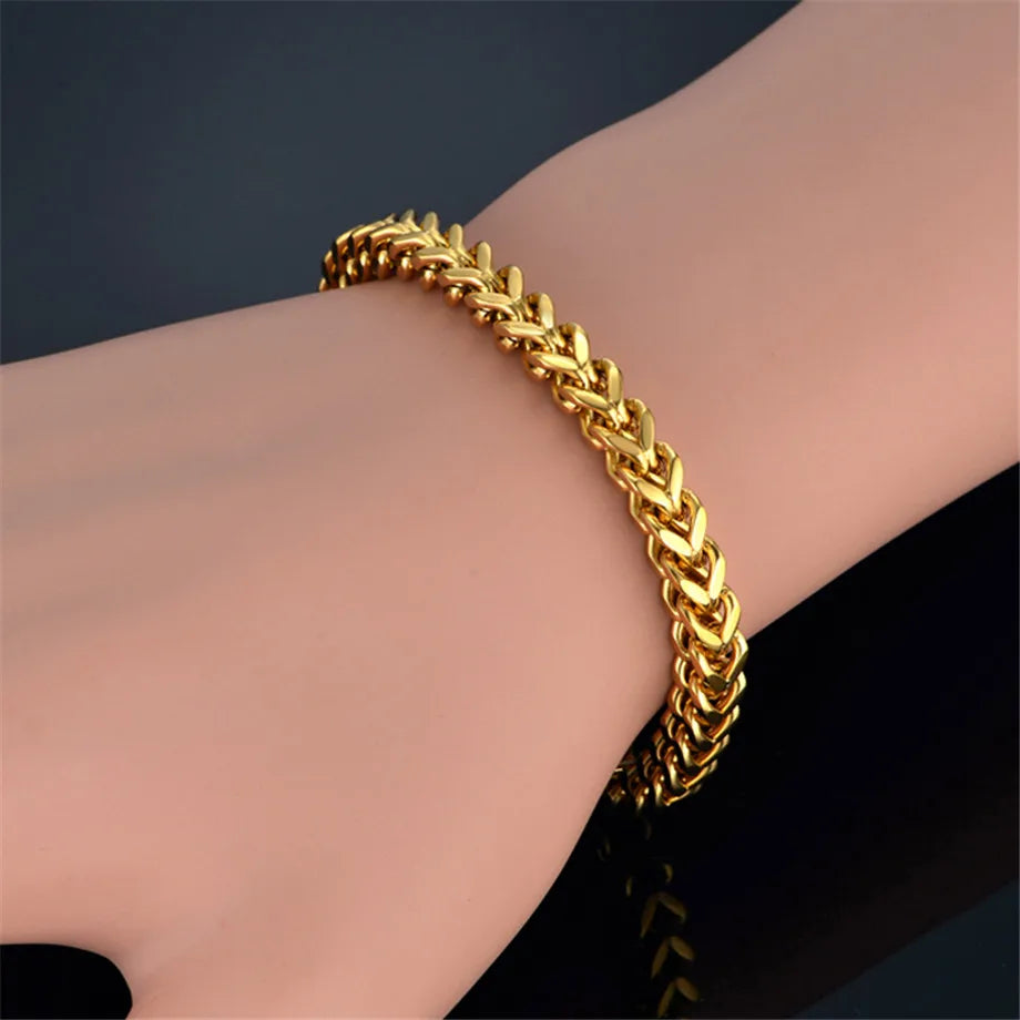Mens-Womens Bracelets & Bangles Gold Stainless Steel