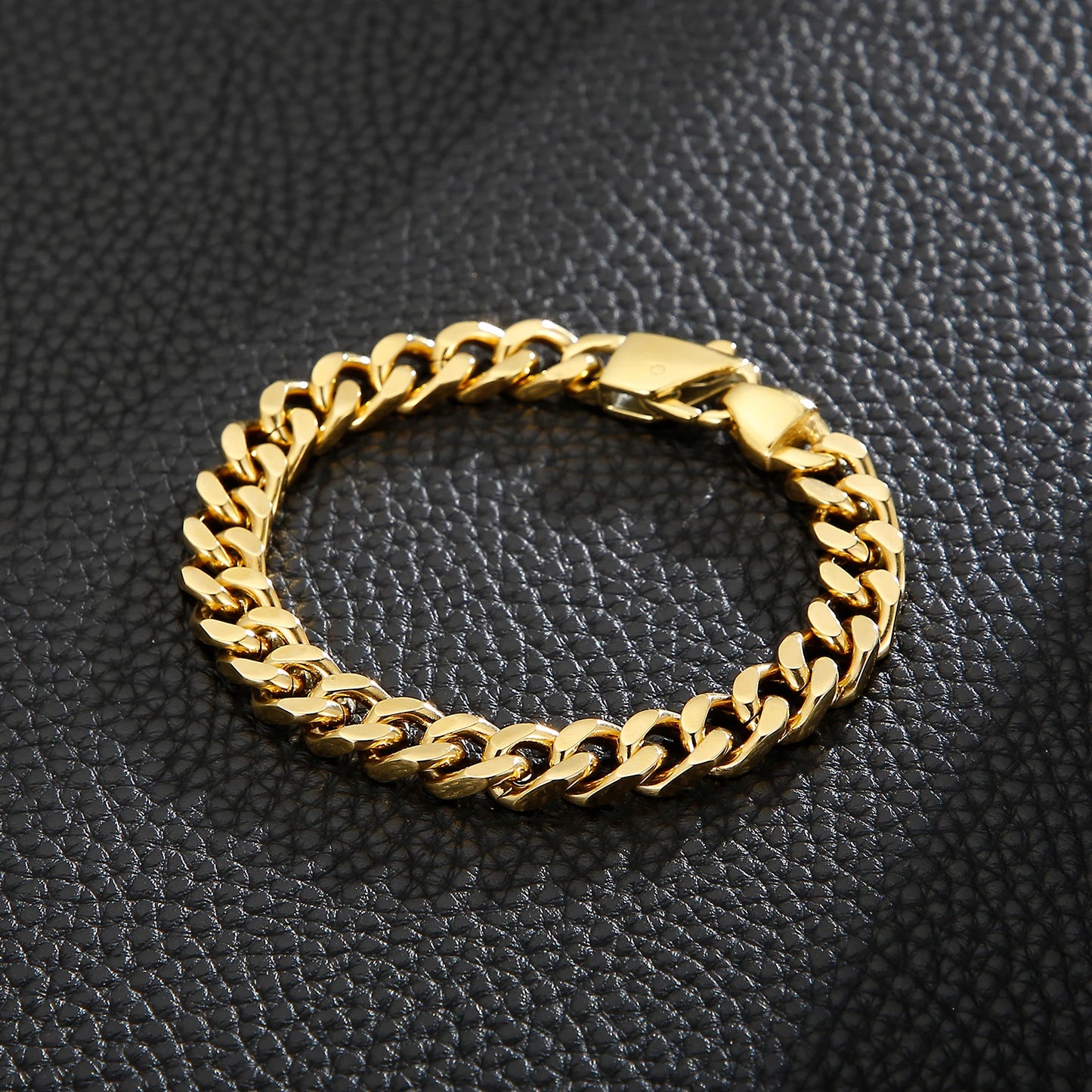 3 Color 316L Stainless Steel Cuban Chain Men's Bracelet