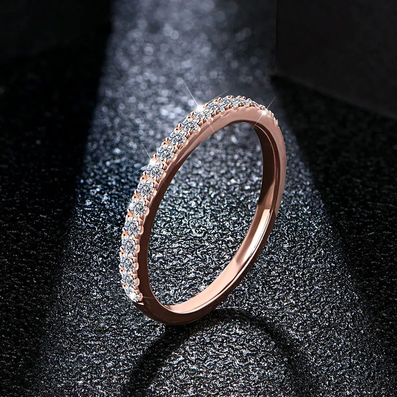 Woman, Girls,18K Rose Gold Plated Diamond Moissanite Ring
