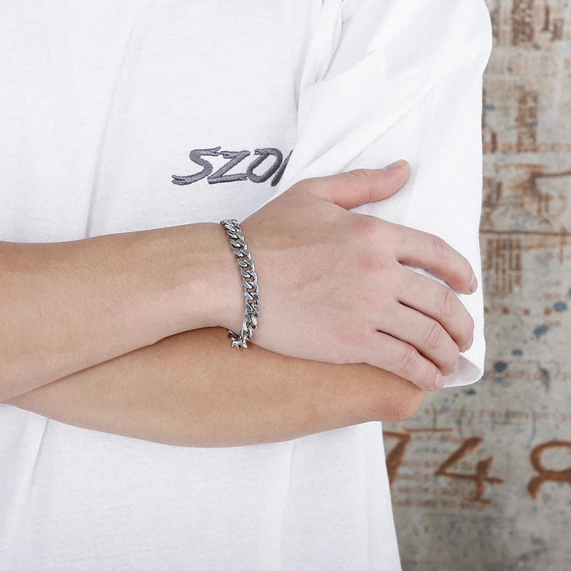 3 Color 316L Stainless Steel Cuban Chain Men's Bracelet