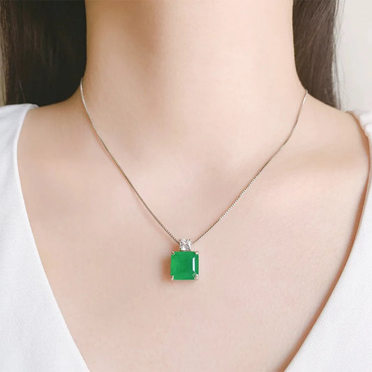 Women's 5.5CT Geometric Silver Copper Gemstones Necklace