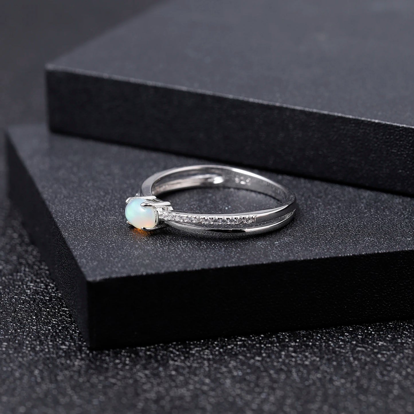 Women Infinity Genuine Oval Topaz Garnet Amethyst Opal Ring