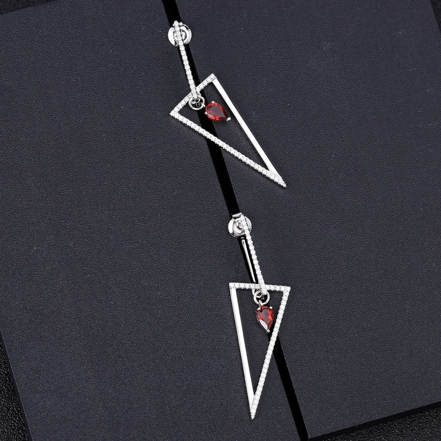 Women's 925 Sterling Silver Triangle Red Garnet Gemstone