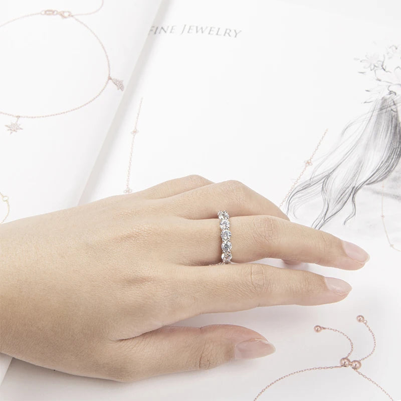 Womens Sterling Silver Round Cut Eternity Wedding Ring