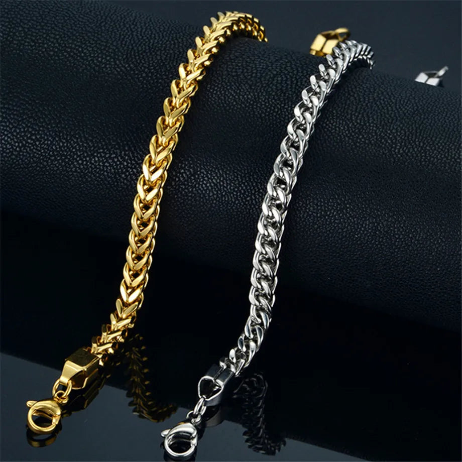 Mens-Womens Bracelets & Bangles Gold Stainless Steel