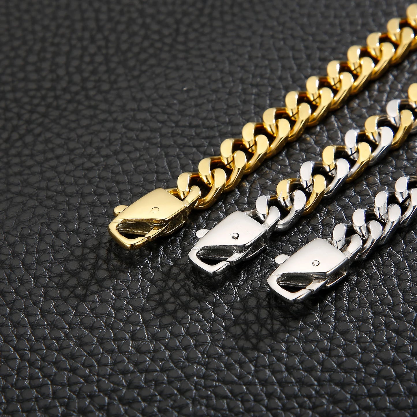 3 Color 316L Stainless Steel Cuban Chain Men's Bracelet