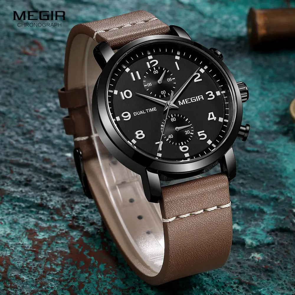 Casual Sport Watches for Men, Military Leather Wrist Watch.