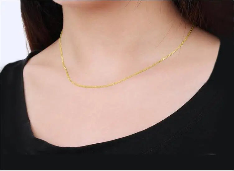 18K Gold Rolo Chain Necklace For Women 16" 18" 20'' Link Chain.