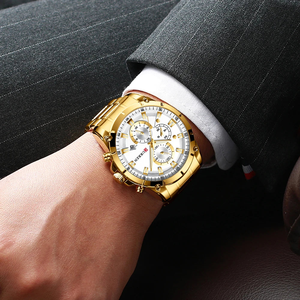 Men's Luxury Sport Quartz Gold  Wristwatch