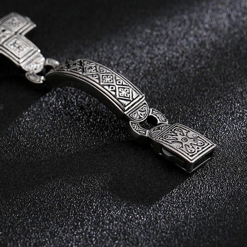 Christian Big Cross Charm Bracelets Men 20cm Stainless Steel.