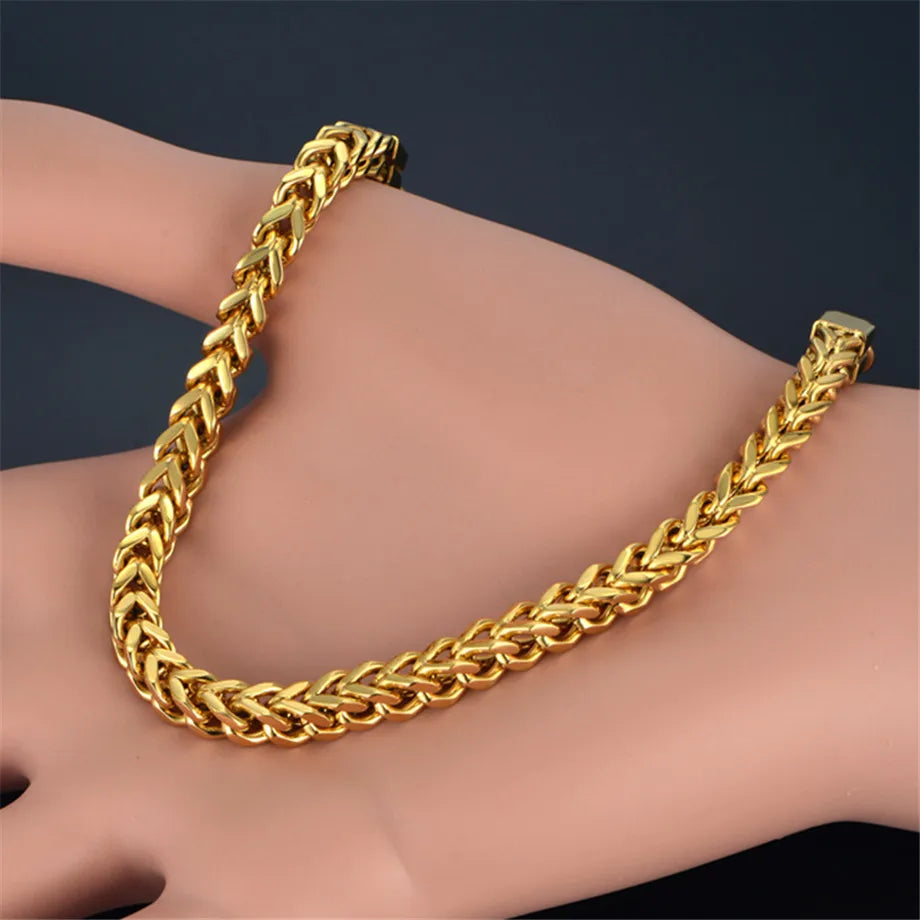 Mens-Womens Bracelets & Bangles Gold Stainless Steel